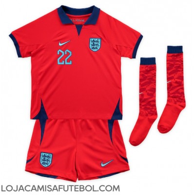 Camisa de Futebol Inglaterra Jude Bellingham #22 Equipamento Secundário Infantil Mundo 2022 Manga Curta (+ Calças curtas)